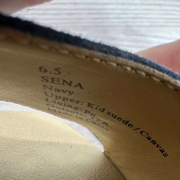 Sole Society Sena Espadrille Wedge Sandals 6.5 Navy Kid Suede Canvas Ankle Strap - Picture 13 of 13
